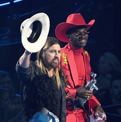 NEWARK, NEW JERSEY - AUGUST 26: Lil Nas X and Billy Ray Cyrus are seen onstage during the 2019 MTV Video Music Awards at Prudential Center on August 26, 2019 in Newark, New Jersey. Photo: imageSPACE MediaPunch Copyright: ximageSPACEx