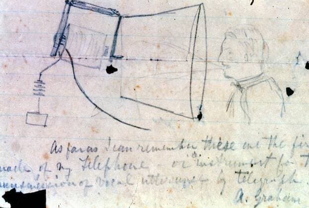 Alexander Graham Bell (1847-1922) Scottish-born American inventor. Sketch of his telephone of 1876. Library of Congress Photos12.com - Ann Ronan Picture Library Copyright: xPhoto12 AnnxRonanxPicturexLibraryx ARP07098390003099