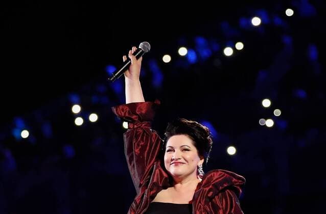 Entertainment Bilder des Tages MOSCOW, RUSSIA - AUGUST 28, 2019: Opera singer Hibla Gerzmava performs at a gala concert at the 2019 Spasskaya Tower Military Music Festival Festival and Tattoo in Red Square. Artyom Geodakyan TASS  TS0B8649