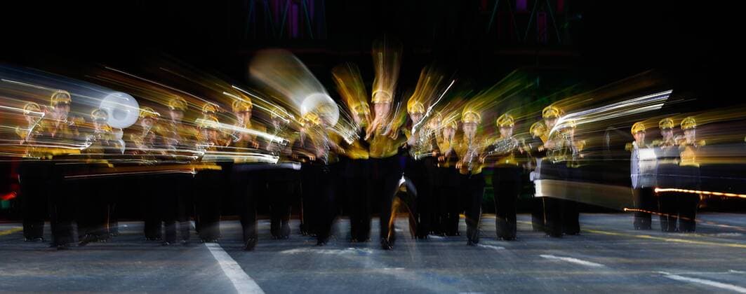 MOSCOW, RUSSIA - AUGUST 28, 2019: The Central Military Band of the Russian Defence Ministry perform at a gala concert at the 2019 Spasskaya Tower Military Music Festival Festival and Tattoo in Red Square. Artyom Geodakyan TASS  TS0B864F