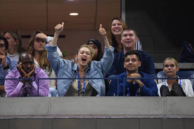 FLUSHING NY- AUGUST 28: Gigi Hadid is seen watching Serena Williams Vs Catherine McNally on Arthur Ashe Stadium at the USTA Billie Jean King National Tennis Center on August 28, 2019 in Flushing Queens. Copyright: xmpi04x