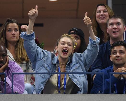 FLUSHING NY- AUGUST 28: Gigi Hadid is seen watching Serena Williams Vs Catherine McNally on Arthur Ashe Stadium at the USTA Billie Jean King National Tennis Center on August 28, 2019 in Flushing Queens. Copyright: xmpi04x