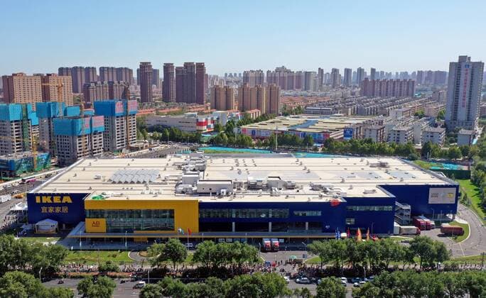 ZHENGZHOU, CHINA - AUGUST 29: An exterior view of an IKEA store on the opening day on August 29, 2019 in Zhengzhou, Henan Province of China. IKEA opended its 28th store in China and the first store in central China s Henan province on Thursday.  Copyright: xVCGx CFP111241072720