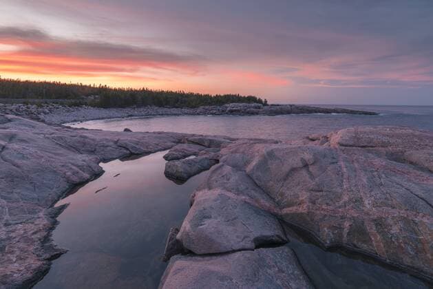 Waves and rocky coastline at sunset, Lackies Head and Green Cove, Cape Breton National Park, Nova Scotia, Canada, North America Copyright: JonxReaves 1241-179