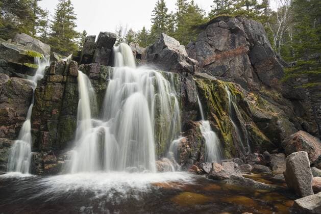 Black Brook Cove Beach Waterfall, Cape Breton Island, Nova Scotia, Canada, North America Copyright: JonxReaves 1241-182