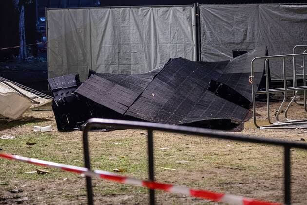 31 08 2019 , Essen , At a concert of the two musicians Casper and Marteria on the grounds of Seaside Beach at Lake Baldeney in Essen an LED screen at the stage collapsed , 22 people injured , 2 of them severely