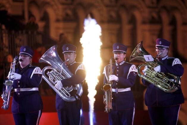 MOSCOW, RUSSIA - SEPTEMBER 1, 2019: norway s Tveit Union Musikkorps perform during the closing ceremony of the 12th Spasskaya Tower International Military Music Festival in Red Square. Artyom Geodakyan TASS  TS0B8FA9
