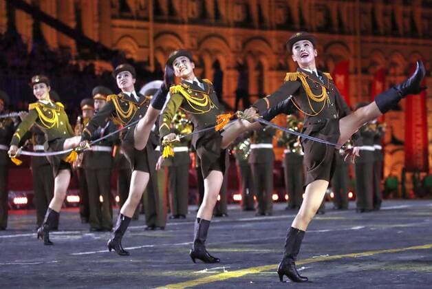 MOSCOW, RUSSIA - SEPTEMBER 1, 2019: The Military Band of the North Korean People s Army perform during the closing ceremony of the 12th Spasskaya Tower International Military Music Festival in Red Square. Artyom Geodakyan TASS  TS0B8FD7