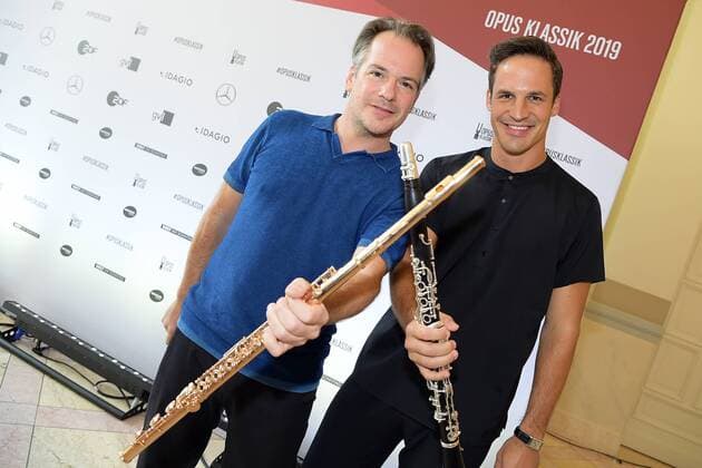 OPUS KLASSIK AWARD PK Andreas Ottensamer, clarinettist, Emmanuel Pahud, floetist, prizewinner gave a short recording concert at the OPUS KLASSIK PK for the 2 OPUS AWARD in the Konzerthaus am Gendarmenmarkt in Berlin on 02 09 2019 photopress müller