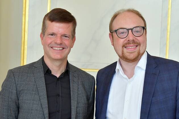 OPUS KLASSIK AWARD PK Michael Becker, Intendant Tonhalle Duesseldorf, Dr Clemens Trautmann, VorstandV Verein zur Foerderung der klassischen Musik e V at the OPUS KLASSIK PK for the 2 OPUS AWARD at the Konzerthaus am Gendarmenmarkt in Berlin on 02 09 2019 photopress müller