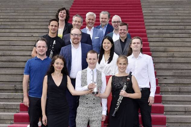 Emmanuel Pahud, Midori Seiler, Andreas Ottensamer, Konstantin Reinfeld, Benedikt Kristjansson, Friederike Roth, Kerstin Schüssler Bach, Michael Becker, Clemens Trautmann, Guido Evers, Till Janczukowicz, Tobias Feilen and Burkhard Glashoff at the press conference to announce the winners of Opus Klassik 2019 at the Konzerthaus Berlin Berlin, 02 09 2019 Foto:xT.xBieberx xFuturexImage