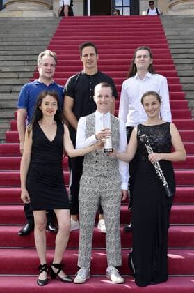 Emmanuel Pahud, Midori Seiler, Andreas Ottensamer, Konstantin Reinfeld, Benedikt Kristjansson and Friederike Roth at the press conference for the announcement of the winners of Opus Klassik 2019 in the Konzerthaus Berlin Berlin, 02 09 2019 Foto:xT.xBieberx xFuturexImage