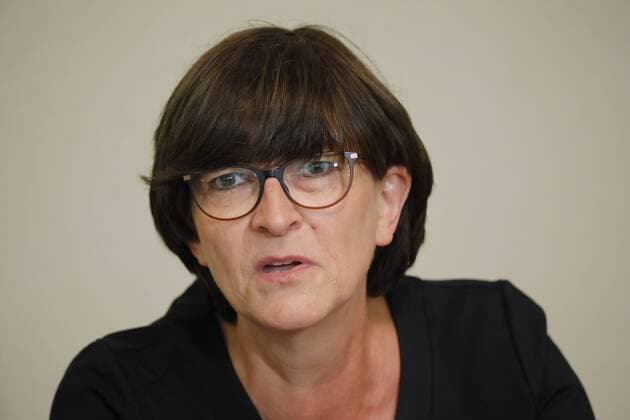 Saskia Esken, SPD, Deutschland, Berlin, Pressegespräch mit dem SPD Kandidaten-Tandem Saskia Esken und Norbert Walter-Borjans, 03.09.2019 *** Saskia Esken, SPD, Germany, Berlin, Press conference with the SPD candidate Tandem Saskia Esken and Norbert Walter Borjans, 03 09 2019