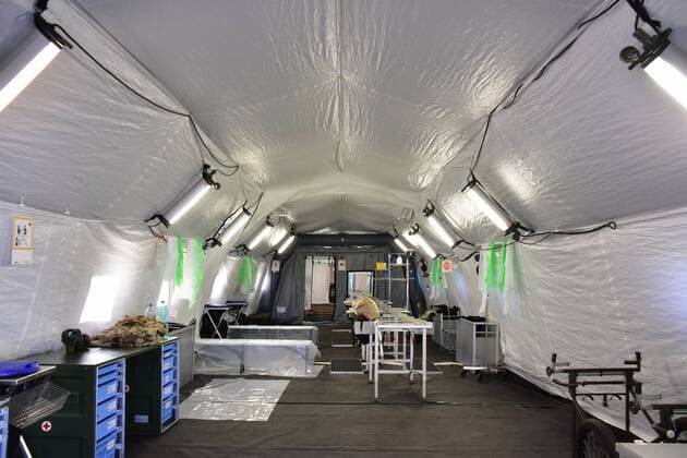 Rescue station for the treatment of contaminated patients during the Open Day of the Medical Regiment 2 in Rennerod in the Westerwald Rennerod Rhineland-Palatinate Germany
