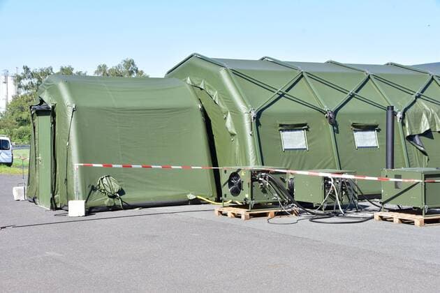 Rescue station for the treatment of contaminated patients during the Open Day of the Medical Regiment 2 in Rennerod in the Westerwald Rennerod Rhineland-Palatinate Germany