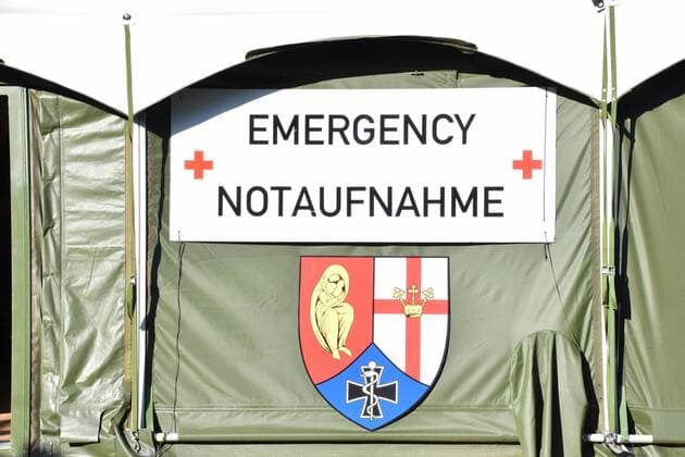 View of a mobile rescue centre of the Bundeswehr during the Open Day of the Medical Regiment 2 in Rennerod in Westerwald Rennerod Rhineland Palatinate Germany