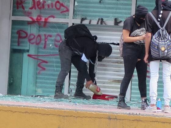 September 3, 2019 EUM20190903SOC05 JPG MEXICO CITY ProtestProtest UNAM Violence This Tuesday, September 3, 2019, a group of hooded youth perform vandalism acts on the premises of the Rectory of the National Autonomous University of Mexico Photo Agency EL UNIVERSALHugo GarciaEVZ  - ZUMAu78_ 20190903_zaf_u78_021 Copyright: xElxUniversalx