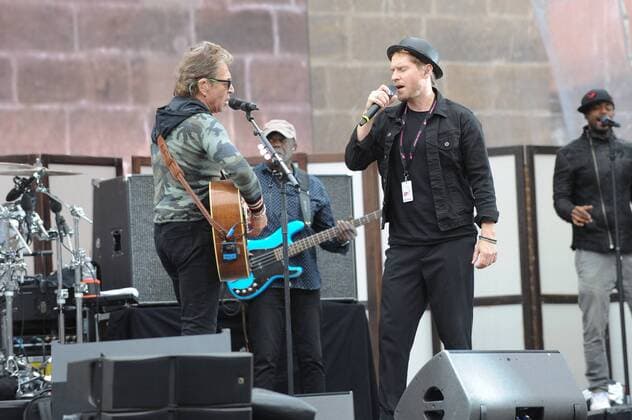 Peter Maffay (links) und Johannes Oerding beim Soundcheck; Eichsfeld Festival 2019 in Duderstadt,07.09.2019;