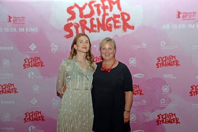 Hamburg, 09 09 2019 Lisa Hagemeister and Gabriela Maria Schmeide, the two actresses, at the premiere of the film Systemsprenger at Hamburgs Zeise cinemas The film has already won several awards, including the silver bear at the Berlinale and has been nominated for the Oscar in Hollywood for Best Foreign Language Film German premiere of the film Systemsprenger, Hamburg Hamburg Germany