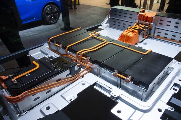 Battery of an Electric Vehicle, Opel Corsa, Feature, Edge Motif, Symbol Photo, International Motor Show IAA 2019 in Frankfurt, 10 09 2019