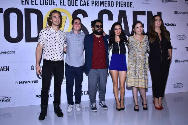 Todas Caen film press conference MEXICO CITY, MEXICO - SEPTEMBER 11: (L-R) Eugenio Siller, Santiago Michel, Mauricio Barrientos, Martha Higareda, Miriam Higareda and Claudia Alvarez poses for photos during Todas Caen film press conference at Cinepolis Plaza Universidad on September 11, 2019 in Mexico City, Mexico  Copyright: xCarlosxTischlerx EYE_6783
