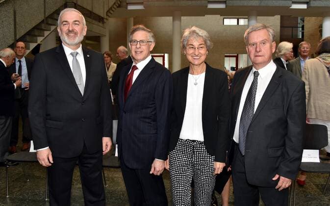 The prizewinners The biochemist Prof Dr Adrian Krainer , l r, and the neurologist Richard Finkel and the laudators Brunhilde Wirth and Dr Stephan Zierz before the presentation of the K J Zülch Prize on 12th September 2019 in Cologne The K J Zülch Prize of the Gertrud Reemtsma Foundation has been awarded since 1990 for outstanding achievements in basic neurological research The two