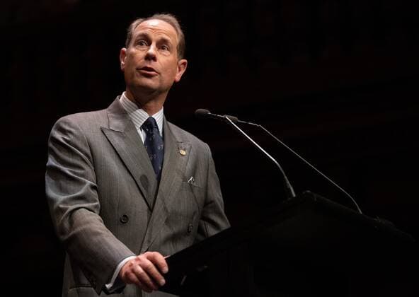 EARL OF WESSEX SYDNEY VISIT, Prince Edward, Earl of Essex giving a speech to Duke of Edinburgh s International Gold Award Recipients at the Sydney Town Hall in Sydney, Friday, September 13, 2019. It is the largest of The Duke of Edinburgh s International Gold Award Ceremonies ever to take place outside the UK and is part of a series of events taking place to celebrate the 60th Anniversary of The Duke of Edinburgh s International Award in Australia. ( NO ARCHIVING, EDITORIAL USE ONLY, NO USE IN BOOKS WITHOUT CONSENT SYDNEY NSW AUSTRALIA  Copyright: xJAMESxGOURLEYx 20190913001419234602