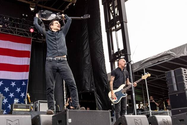 September 13, 2019, Chicago, Illinois, U.S: JUSTIN SANE and CHRIS BARKER (CHRIS 2)of Anti-Flag during the Riot Fest Music Festival at Douglas Park in Chicago, Illinois Chicago U.S. - ZUMAs135 20190913_zap_s135_001 Copyright: xDanielxDeSloverx