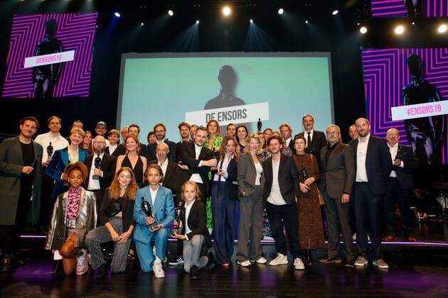The winners of the award ceremony of the Ensors Flemish film prizes on the closing day of the 13th edition of the Oostende Film festival, Saturday 14 September 2019.  NICOLASxMAETERLINCK 05661790