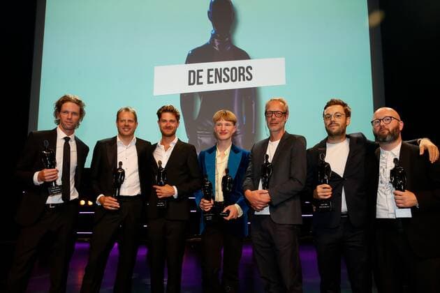 Cast and crew of Girl pictured during the award ceremony of the Ensors Flemish film prizes on the closing day of the 13th edition of the Oostende Film festival, Saturday 14 September 2019.  NICOLASxMAETERLINCK 05661793