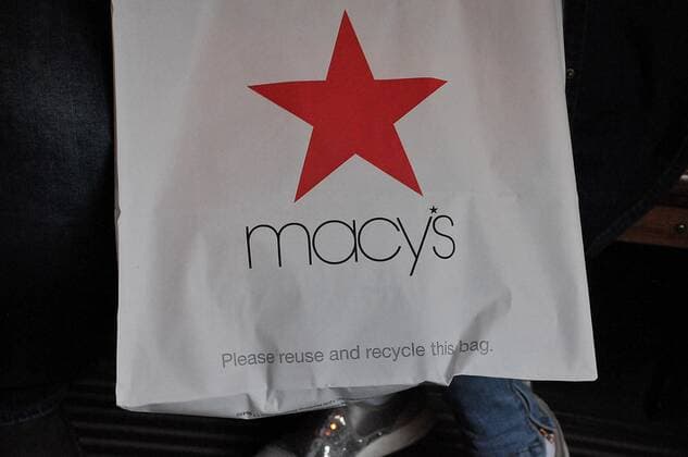 San Francisco california 14 September 2019 Couple with Macy s climate friend shopping bags been requested please make use again bags . (Photo..Francis Dean Deanpictures). 