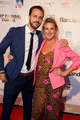 actor Guga Baul and Actress Tine Embrechts pictured during the award ceremony of the Ensors Flemish film prizes on the closing day of the 13th edition of the Oostende Film festival, Saturday 14 September 2019.  NICOLASxMAETERLINCK 05661937