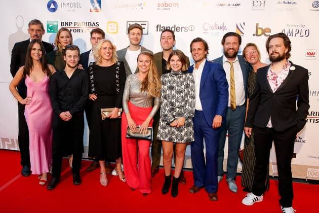 Cast and crew Studio Tarara pictured during the award ceremony of the Ensors Flemish film prizes on the closing day of the 13th edition of the Oostende Film festival, Saturday 14 September 2019.  NICOLASxMAETERLINCK 05661918