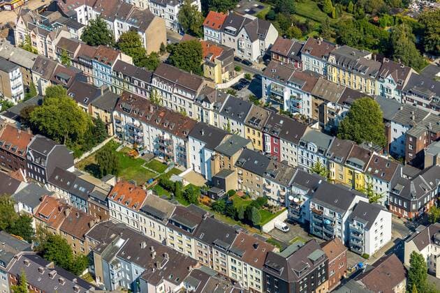 aerial view, overview residential area, Oberhausen , Ruhr area,Nordrhein Westfalen , Germany ACHTUNGxMINDESTHONORARx60xEURO