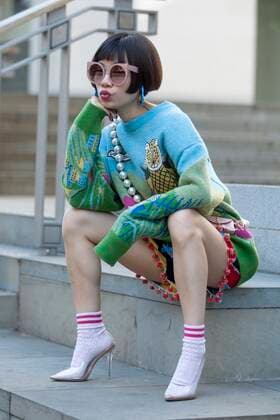 Street Style on day two of London Fashion Week SS 2020 on Friday September 13th 2019, showcasing stylish individuals London is internationally known for. Image shows stylish LFW favourite Chinese fashion fan, Harper Silin.  (112044958)