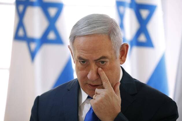Israeli Prime Minister Benjamin Netanyahu gestures during a weekly cabinet meeting in the Jordan Valley, in the Israeli-occupied West Bank on Sunday, September 15, 2019. Pool photo by Amir Cohen  JERX20190915214 AMIRxCOHEN