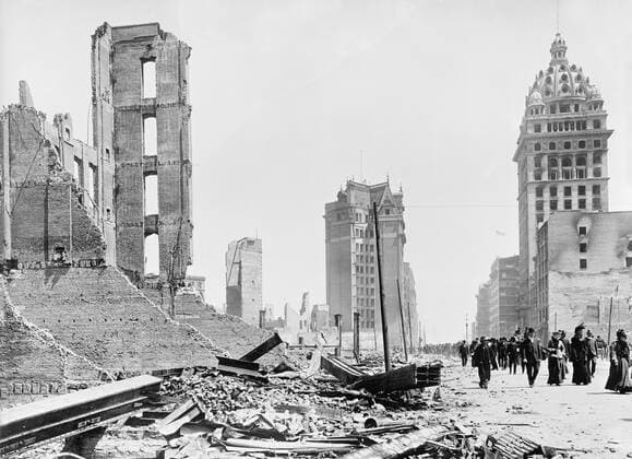 Market Street, Phelan Building in Foreground, after Earthquake, San Francisco, California, USA, Detroit Publishing Company, 1906  Copyright: CircaxImages ghi-circa00668