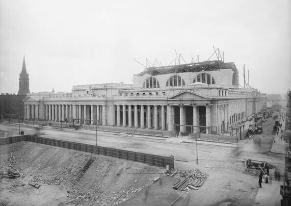 Pennsylvania Station Under Construction, New York City, New York, USA, Bain News Service, May 1909  Copyright: CircaxImages ghi-circa02917