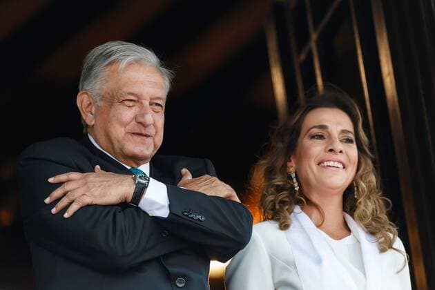 Mexican President Andres Manuel Lopez Obrador and wife Beatriz Gutierrez Muller participate in the military parade during the 209 anniversary of the Independence of Mexico, in Mexico City, Mexico, 16 September 2019. The president of Mexico, Andrés Manuel Lopez Obrador, led the military parade for the 209th anniversary of the Grito de la Independencia, the first with a contingent of the National Guard. 209 anniversary of the Independence of Mexico !ACHTUNG: NUR REDAKTIONELLE NUTZUNG!  Copyright: xJosexMendezx MEX3378 20190916-637042694476775604