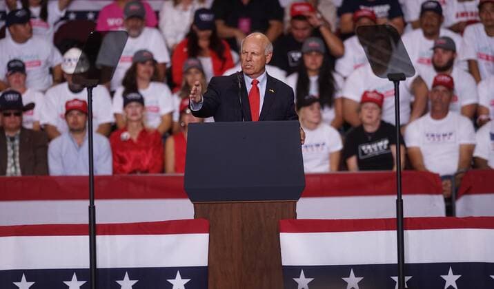 September 16, 2019, Albuquerque, NEW MEXICO, USA: 091619 .Former U.S Representative and Current New Mexico Republican Party Chairman Steve Pearce,,cq>, addresses supporters at the Star Center before President Donald Trump Rally .Photographed on Monday September 16, 2019. Journal Albuquerque USA - ZUMAab1_ 20190916_zaf_ab1_002 Copyright: xAdolphexPierre-Louisx