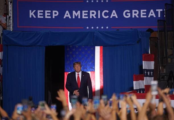 September 16, 2019, Albuquerque, NEW MEXICO, USA: 091619 .President Donald Trump,<cq>, makes his way to the stage to address supporters at the Star Center at the Rally .Photographed on Monday September 16, 2019. Journal Albuquerque USA - ZUMAab1_ 20190916_zaf_ab1_006 Copyright: xAdolphexPierre-Louisx
