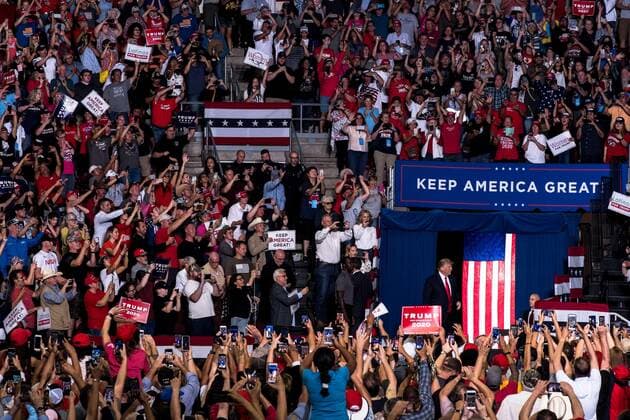 September 16, 2019, Rio Rancho, New Mexico, USA: President DONALD J. TRUMP makes an appearance at a campaign rally at the Santa Ana Star Center in Rio Rancho, New Mexico. Rio Rancho USA - ZUMAj106 20190916_zap_j106_013 Copyright: xJoelxAngelxJuarezx
