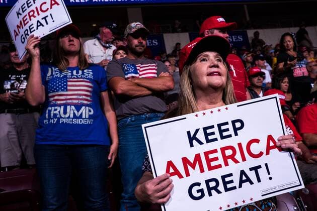 September 16, 2019, Rio Rancho, New Mexico, USA: ELISA EDWARDS, of Albuquerque, attends a campaign rally for President Donald J. Trump at the Santa Ana Star Center in Rio Rancho, New Mexico. Rio Rancho USA - ZUMAj106 20190916_zap_j106_010 Copyright: xJoelxAngelxJuarezx