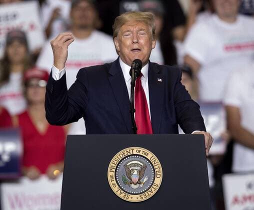 Sept.16, 2019 - Rio Rancho, New Mexico, U.S. - President DONALD TRUMP conducts a Keep America Great Rally at the Santa Ana Star Center. Rio Rancho U.S. - ZUMAce6_ 20190916_zaf_ce6_013 Copyright: xBrianxCahnx