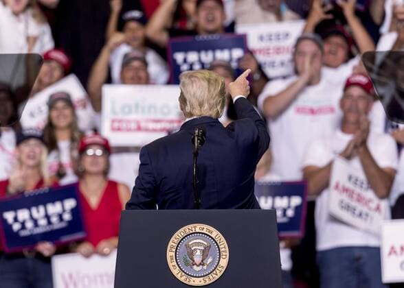 Sept.16, 2019 - Rio Rancho, New Mexico, U.S. - President DONALD TRUMP conducts a Keep America Great Rally at the Santa Ana Star Center. Rio Rancho U.S. - ZUMAce6_ 20190916_zaf_ce6_018 Copyright: xBrianxCahnx