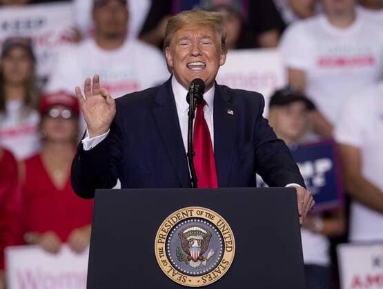 Sept.16, 2019 - Rio Rancho, New Mexico, U.S. - President DONALD TRUMP conducts a Keep America Great Rally at the Santa Ana Star Center. Rio Rancho U.S. - ZUMAce6_ 20190916_zaf_ce6_020 Copyright: xBrianxCahnx