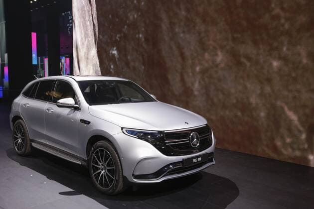Germany: Daimler at the 68th IAA Frankfurt The German car manufacturer Mercedes-Benz displays the Mercedes-Benz EQC 400 electric compact SUV at the 2019 Internationale Automobil-Ausstellung (IAA). Frankfurt Hesse Germany  MichaelxDebets