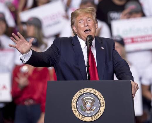 Sept.16, 2019 - Rio Rancho, New Mexico, U.S. - President DONALD TRUMP conducts a Keep America Great Rally at the Santa Ana Star Center. Rio Rancho U.S. - ZUMAce6_ 20190916_zaf_ce6_033 Copyright: xBrianxCahnx