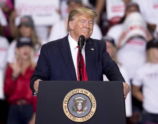 Sept.16, 2019 - Rio Rancho, New Mexico, U.S. - President DONALD TRUMP conducts a Keep America Great Rally at the Santa Ana Star Center. Rio Rancho U.S. - ZUMAce6_ 20190916_zaf_ce6_032 Copyright: xBrianxCahnx
