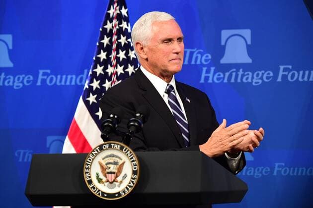 Vice President Mike Pence delivers remarks on the US-Mexico-Canada trade agreement at the Heritage Foundation in Washington, DC on Tuesday, September 17, 2019.  WAP20190917305 KEVINxDIETSCH